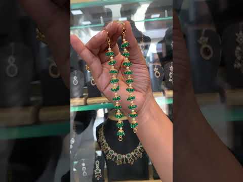 Beautiful champaswaralu with green beads